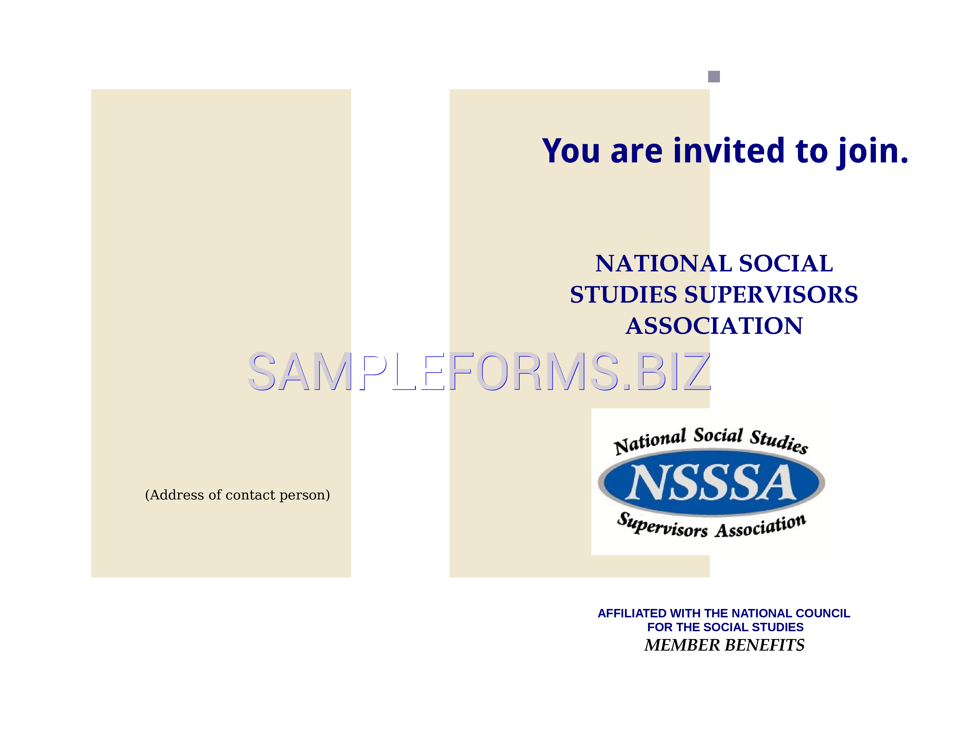 Preview free downloadable NSSSA Member Brochure (Bi-Fold) in PDF (page 1)